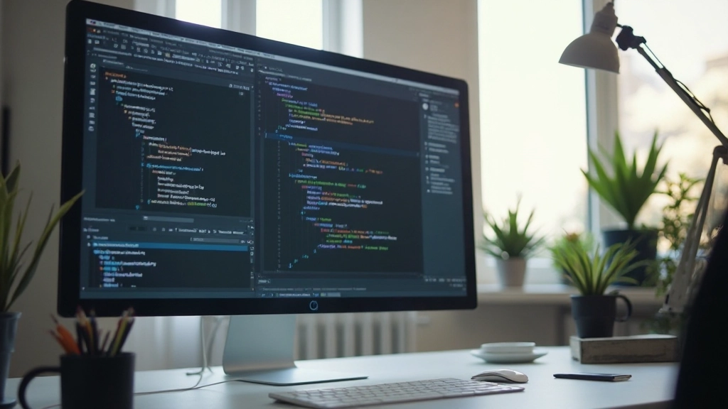 Computer-Monitor zeigt Chrome DevTools mit verschiedenen mobilen Geräteansichten und Leistungsmetriken